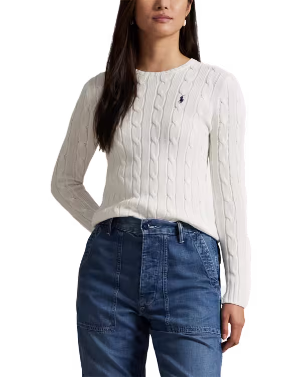 Cable-Knit Cotton Crewneck Sweater