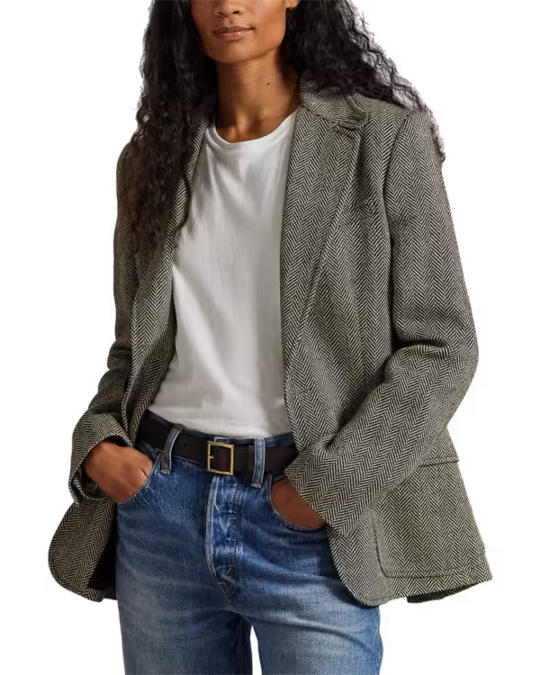 Single-Breasted Herringbone Blazer