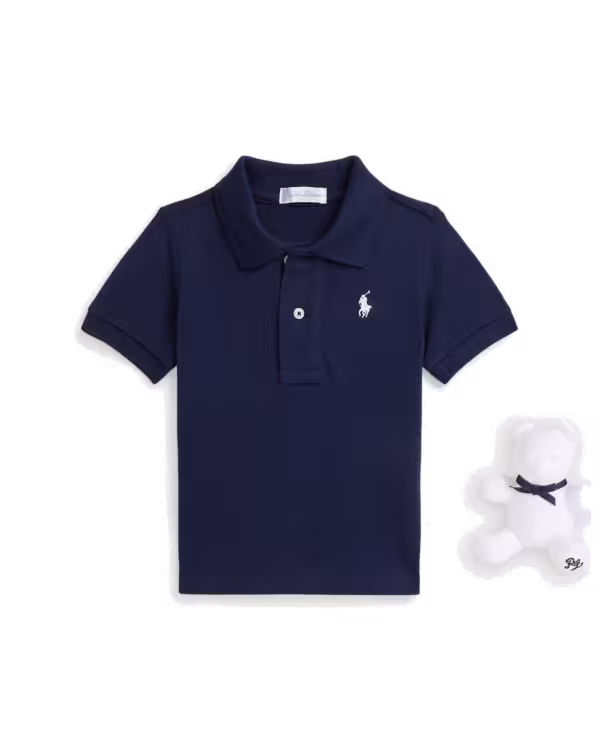 Cotton Mesh Polo Shirt & Bear Gift Box (3-12 Months)