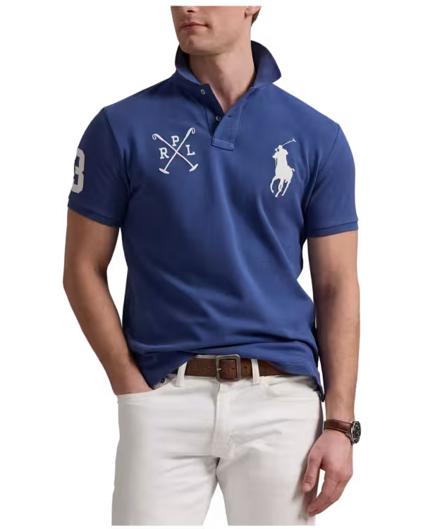 Custom Slim Fit Big Pony Mesh Polo Shirt