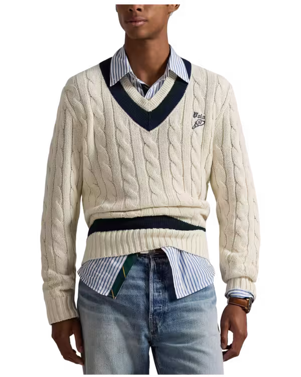 Embroidered Cotton-Blend Cricket Sweater