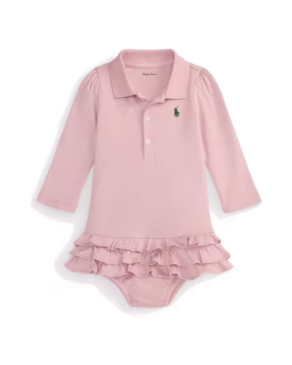 Ruffled Soft Cotton Polo Dress & Bloomer (3-24 Months)