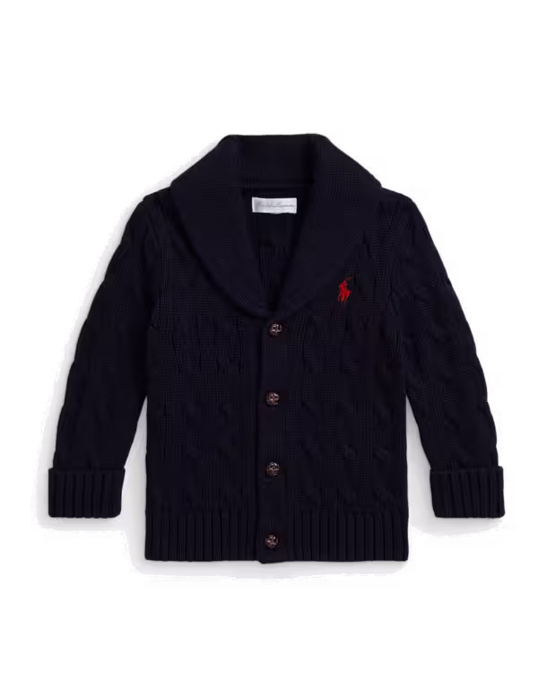 Cable-Knit Cotton Shawl Cardigan (3-24 Months)