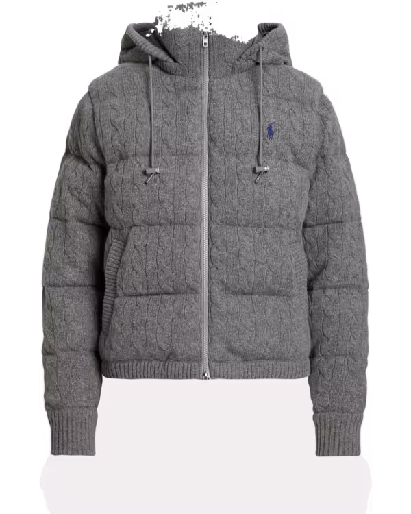 Cable-Knit Wool-Cashmere Puffer Jacket