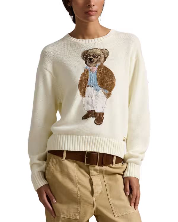 Polo Bear Cotton Crewneck Sweater