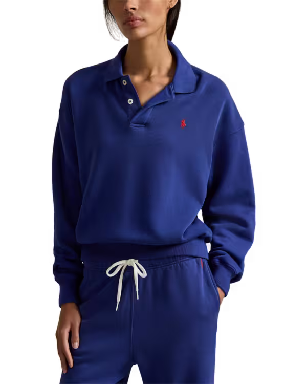 Polo-Collar Fleece Pullover