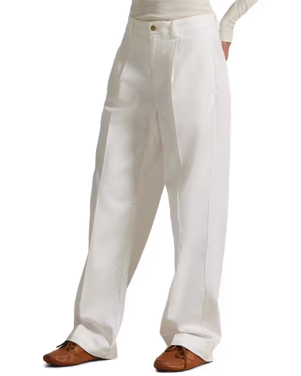 Pleated Cotton-Blend Relaxed Pant
