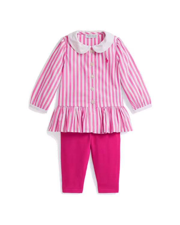 Striped Poplin Top & Jersey Legging Set (3-24 Months)