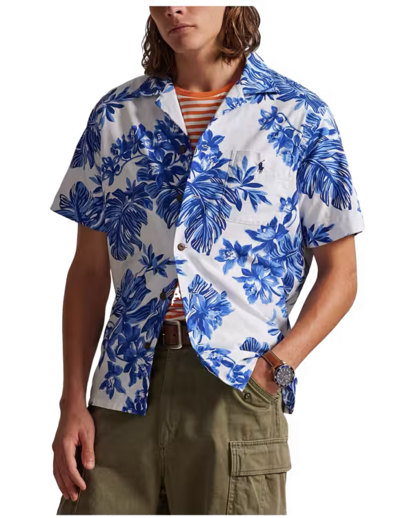Classic Fit Tropical-Print Camp Shirt