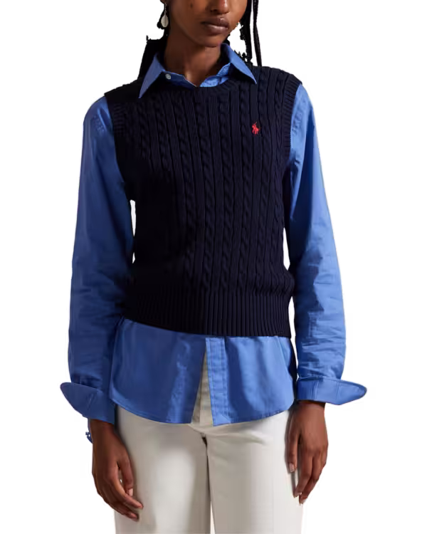 Cable-Knit Cotton Sweater Vest