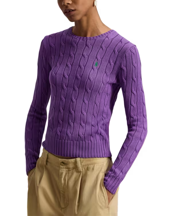 Cable-Knit Cotton Crewneck Sweater