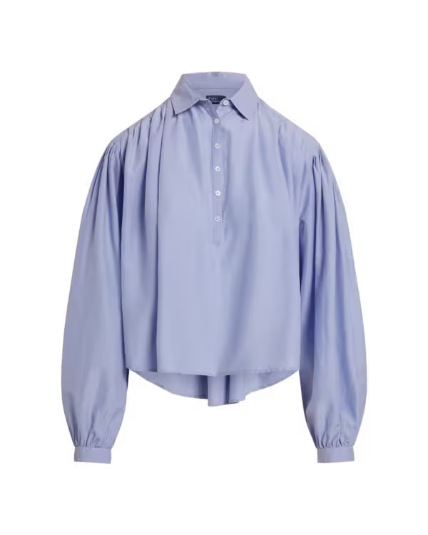 Pleated Cotton-Silk Blouse