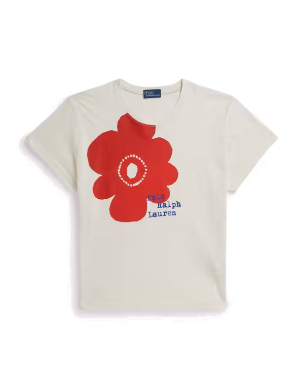 Shrunken Fit Floral Logo Jersey Tee