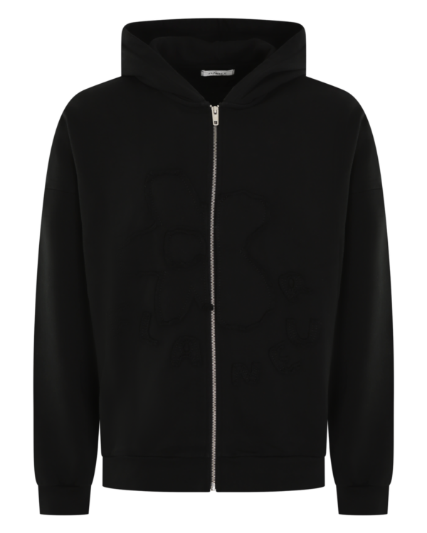 Men’s Blossom Patches Zip-Up Black