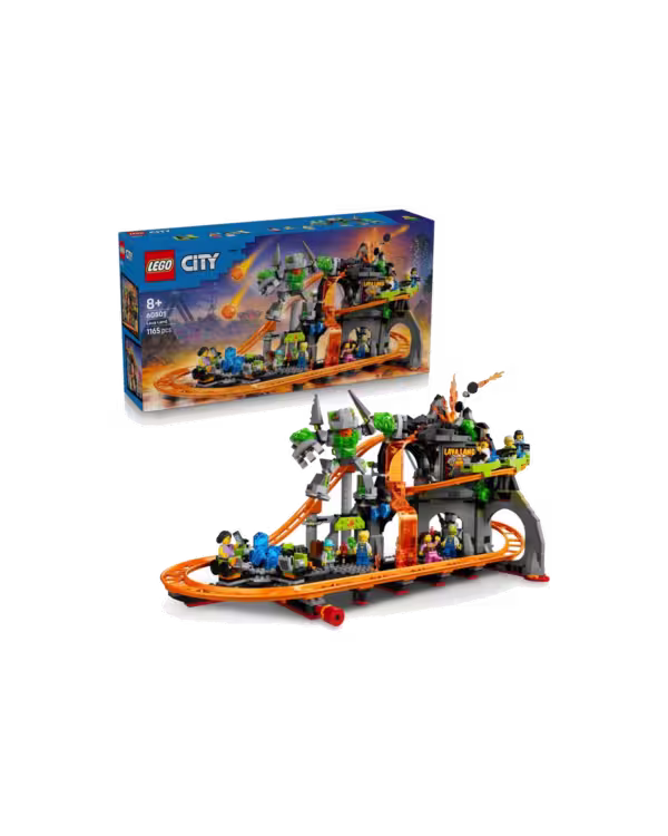 LEGO City 60501 Lava Land Roller Coaster Park Set studio view 1